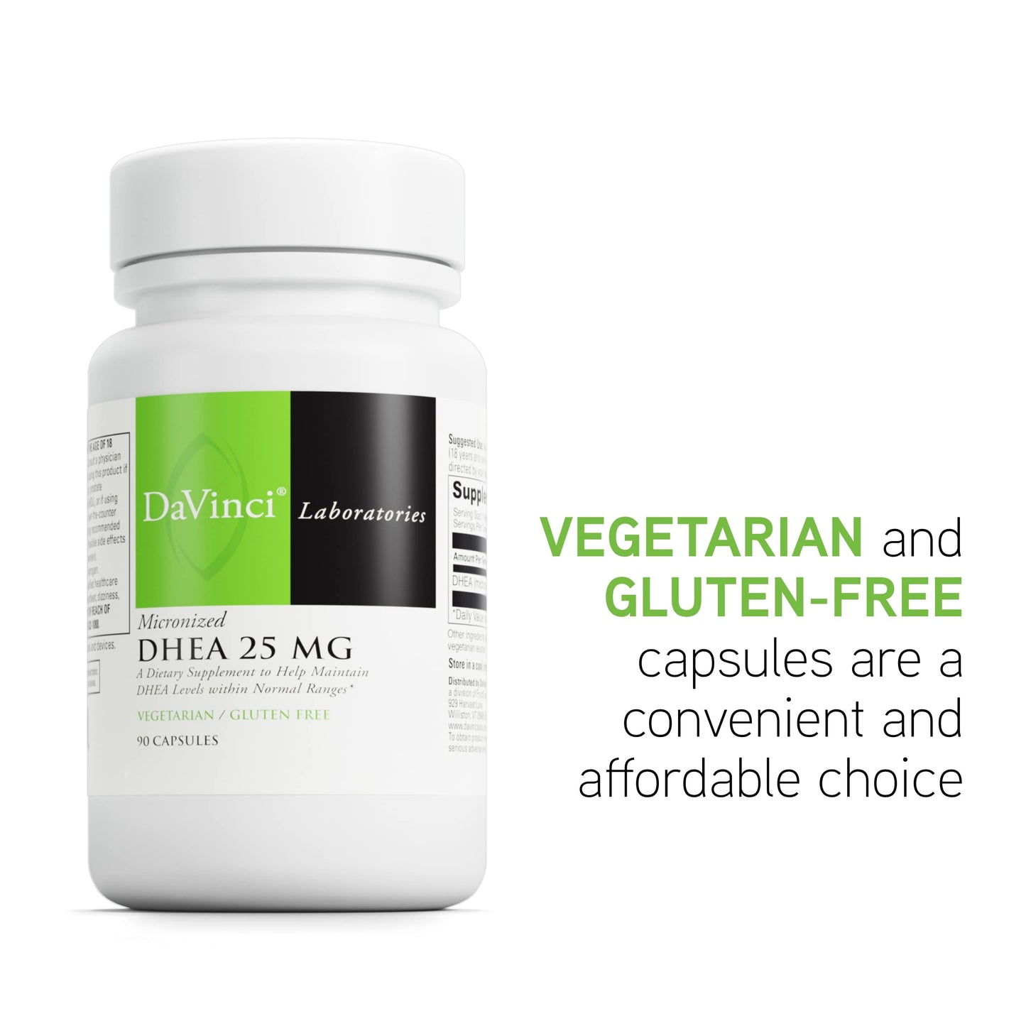 DAVINCI Labs Micronized DHEA 25 mg - Dietary Supplement to Support Immune System, Thyroid Health and Healthy Hormone Levels* - with 25 mg Micronized DHEA - Gluten-Free - 90 Vegetarian Capsules