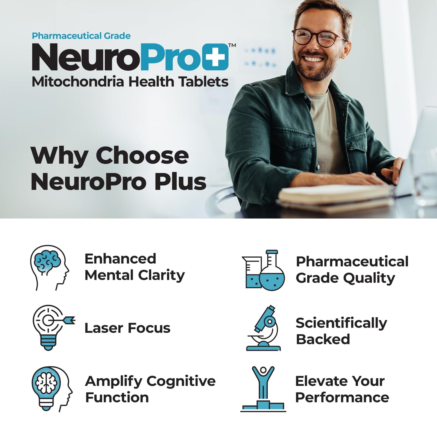 Best 365 Labs NeuroPro+ Maximum Strength Mitochondria Health Tablets - Methylene Blue and Vitamin C - Fast Acting Neuro Support - Improve Focus and Memory - 60 Tablets