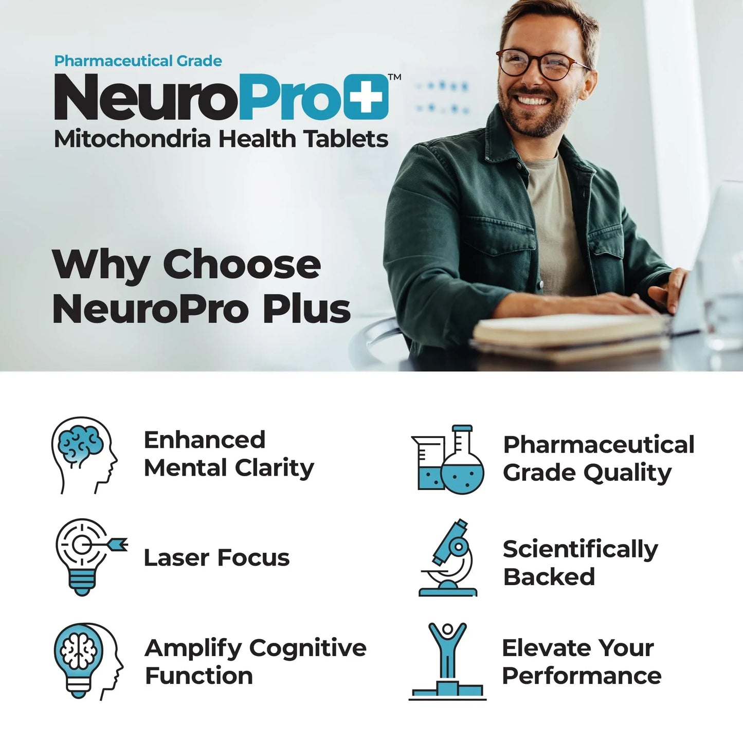 Best 365 Labs NeuroPro+ Maximum Strength Mitochondria Health Tablets - Methylene Blue and Vitamin C - Fast Acting Neuro Support - Improve Focus and Memory - 60 Tablets