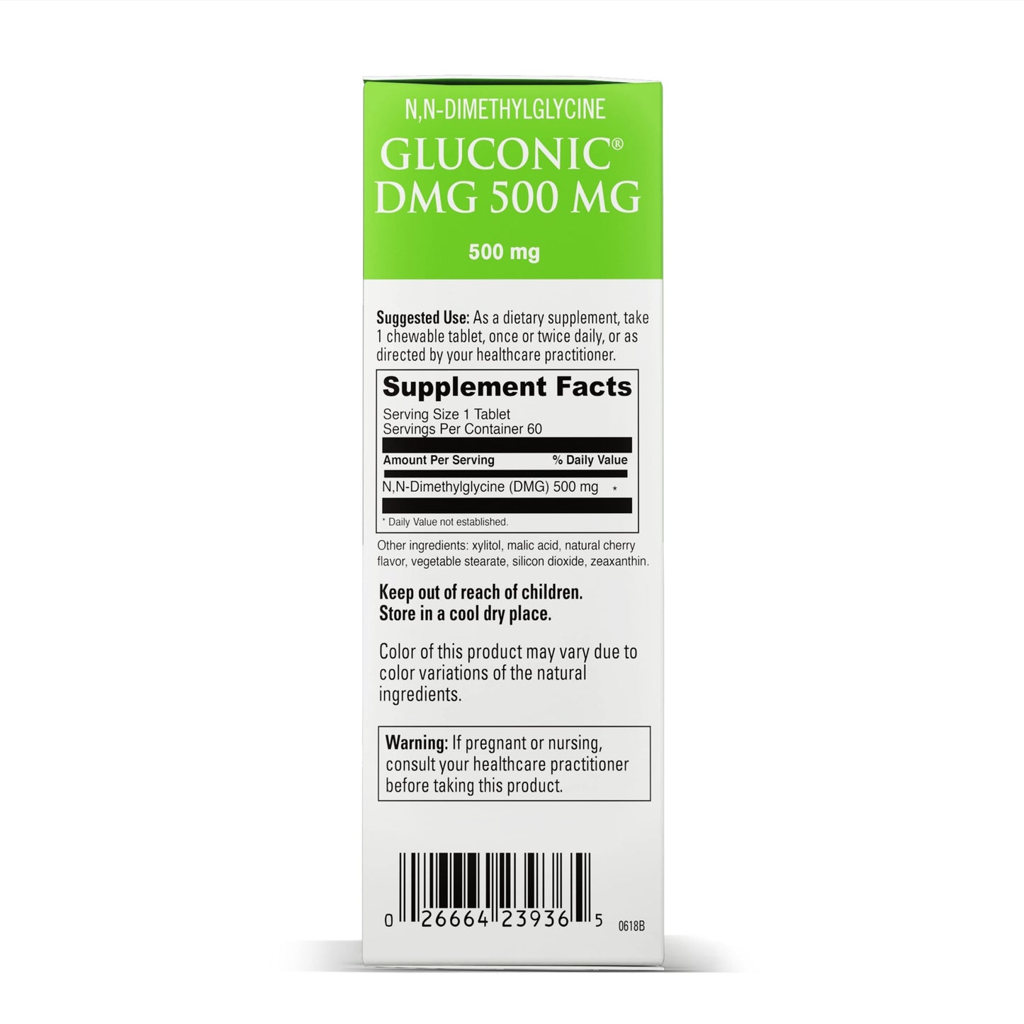 DAVINCI Labs Gluconic DMG 500 mg - Dietary Supplement to Support Endurance and Immune System Function - with 500 mg N,N-Dimethylglycine per Tablet - Vegetarian - Gluten-Free - 60 Chewable Tablets