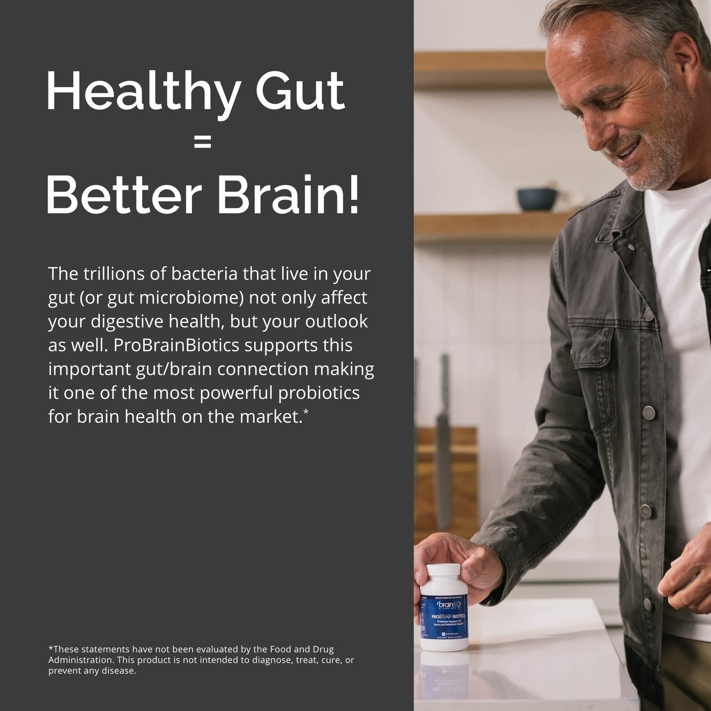 Dr Amen BrainMD ProBRAINbiotics - 3 Billion CFU, 60 Capsules - Promotes Gut Health - Gluten Free - 60 Servings