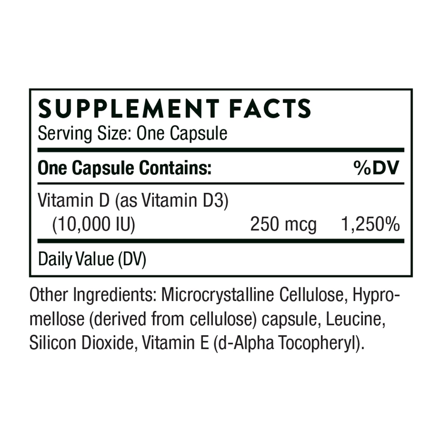 THORNE Vitamin D3 Supplement - Supports Healthy Bones, Teeth Muscles, Cardiovascular & Immune Function* - Gluten, Dairy & Soy-Free - 10,000 IU - 60 Capsules