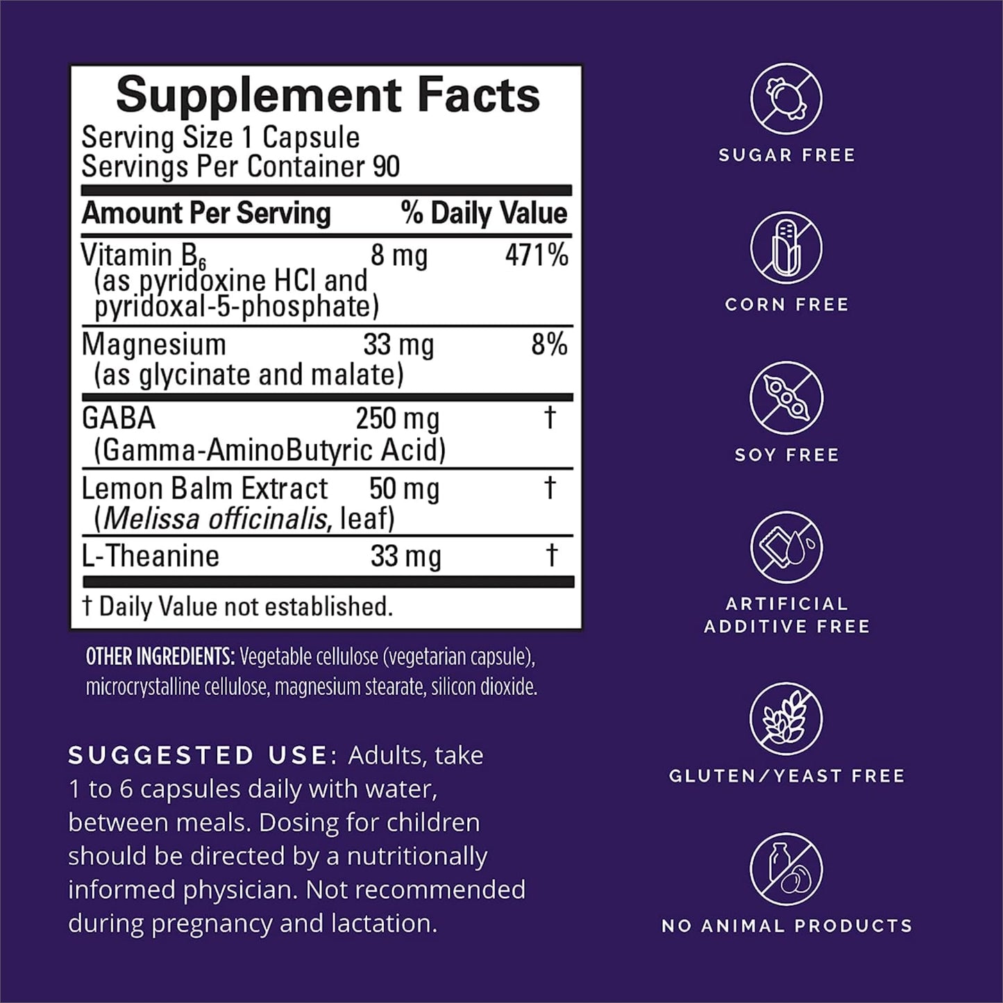 Dr Amen BrainMD GABA Calming Support - 90 Capsules - Promotes Relaxation - Contains Magnesium, Vitamin B6 & Lemon Balm - 90 Servings
