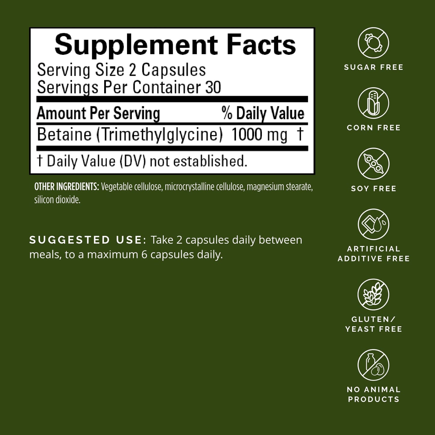 Dr Amen BrainMD Betaine TMG - 60 Capsules - Mood & Methyl Support - Gluten Free - 30 Servings