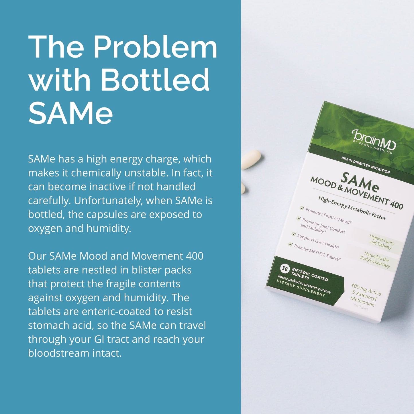 BRAINMD Dr Amen Same Mood & Movement 400-30 Tablets - Promotes Emotional Balance, Liver Health, Joint Comfort & Mobility - Gluten Free - 30 Servings