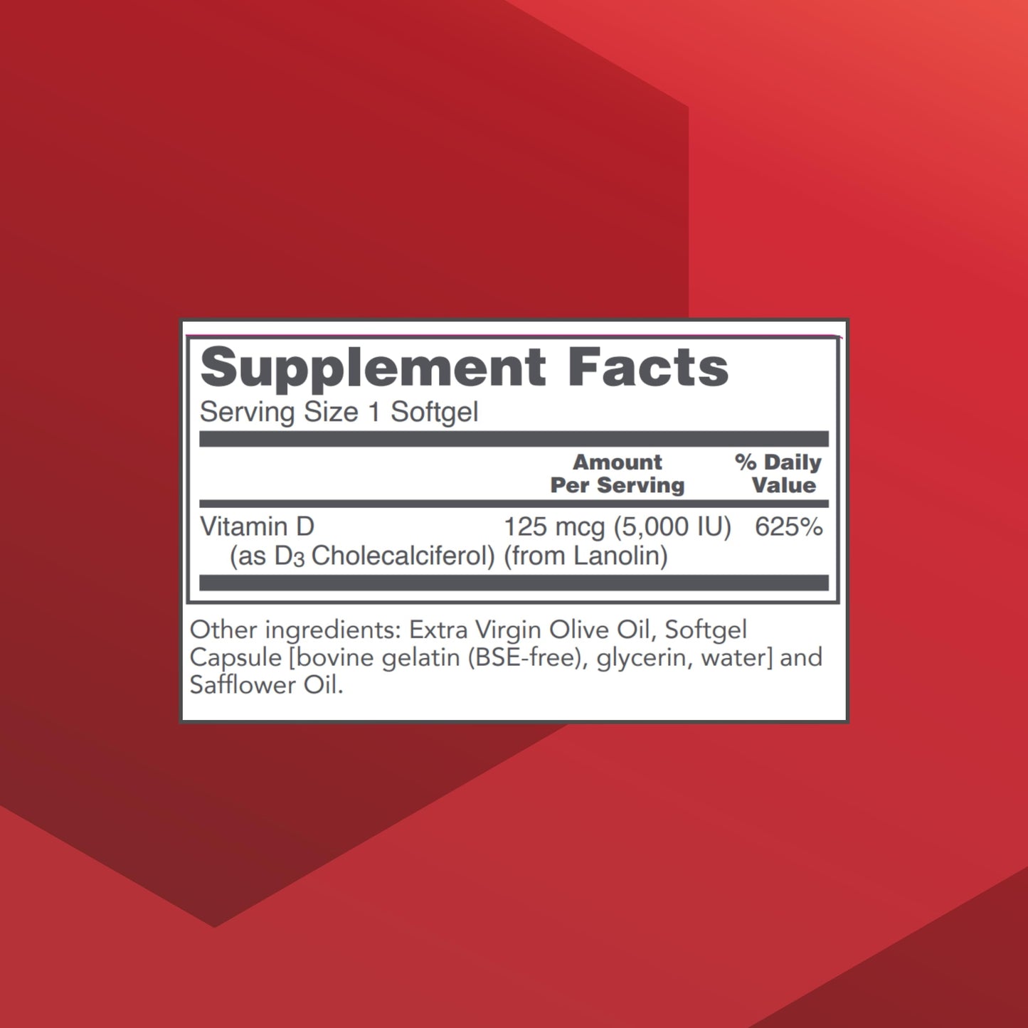 PROTOCOL FOR LIFE BALANCE - Vitamin D3 5000 IU (High Potency) Supports Calcium Absorption, Bone and Dental Health, Immune System Function, Nervous System, and Cognitive Function - 120 Softgels