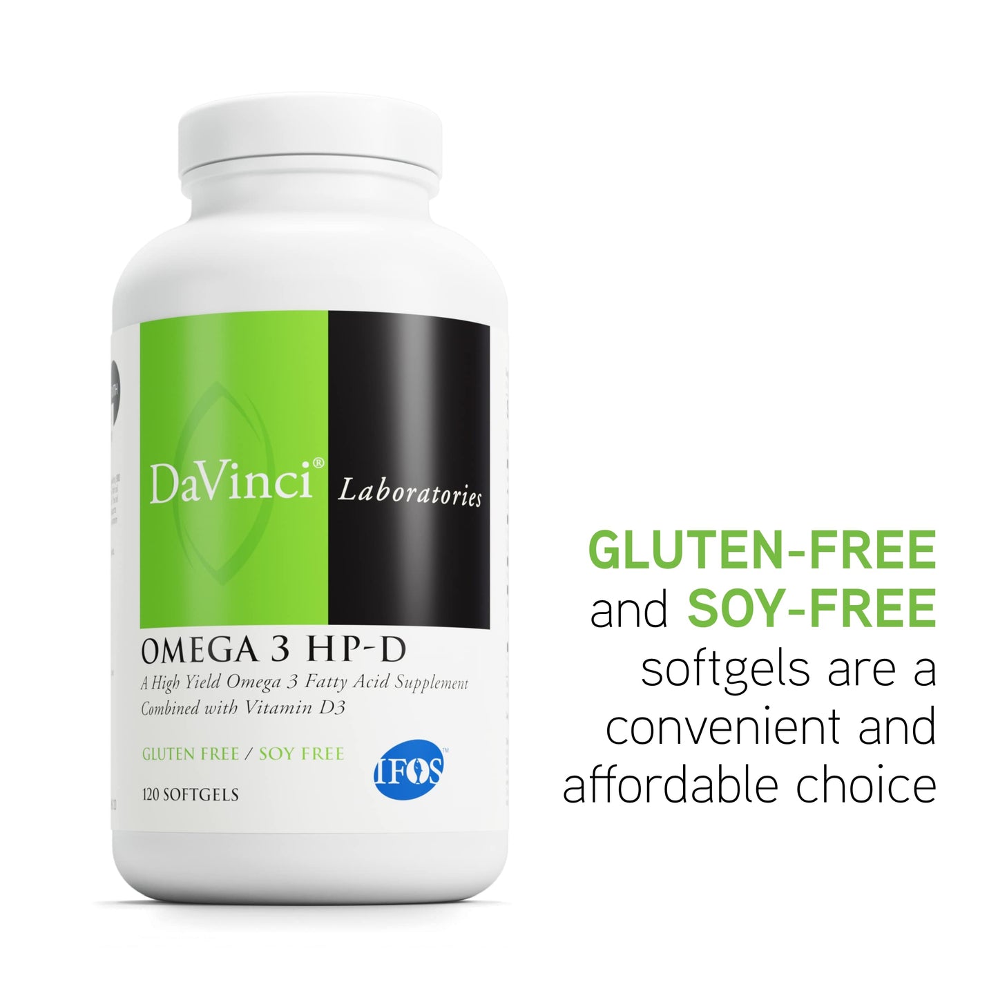 DAVINCI Labs Omega 3 HP-D - Dietary Supplement for Healthy Joints and Immune, Cardiovascular and Skin Health Support* - with Vitamin D3 and More- Gluten-Free - Lemon Flavor - 120 Softgels