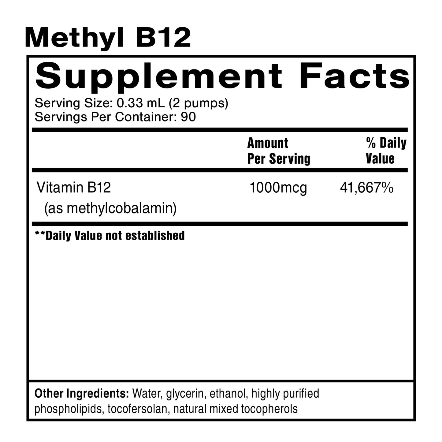 Quicksilver Scientific Methyl B12-1000mcg Vitamin B12 as Methylcobalamin - with Nano Technology for Superior Absorption - Supportive Energy Supplement (30ml / 90 Servings)
