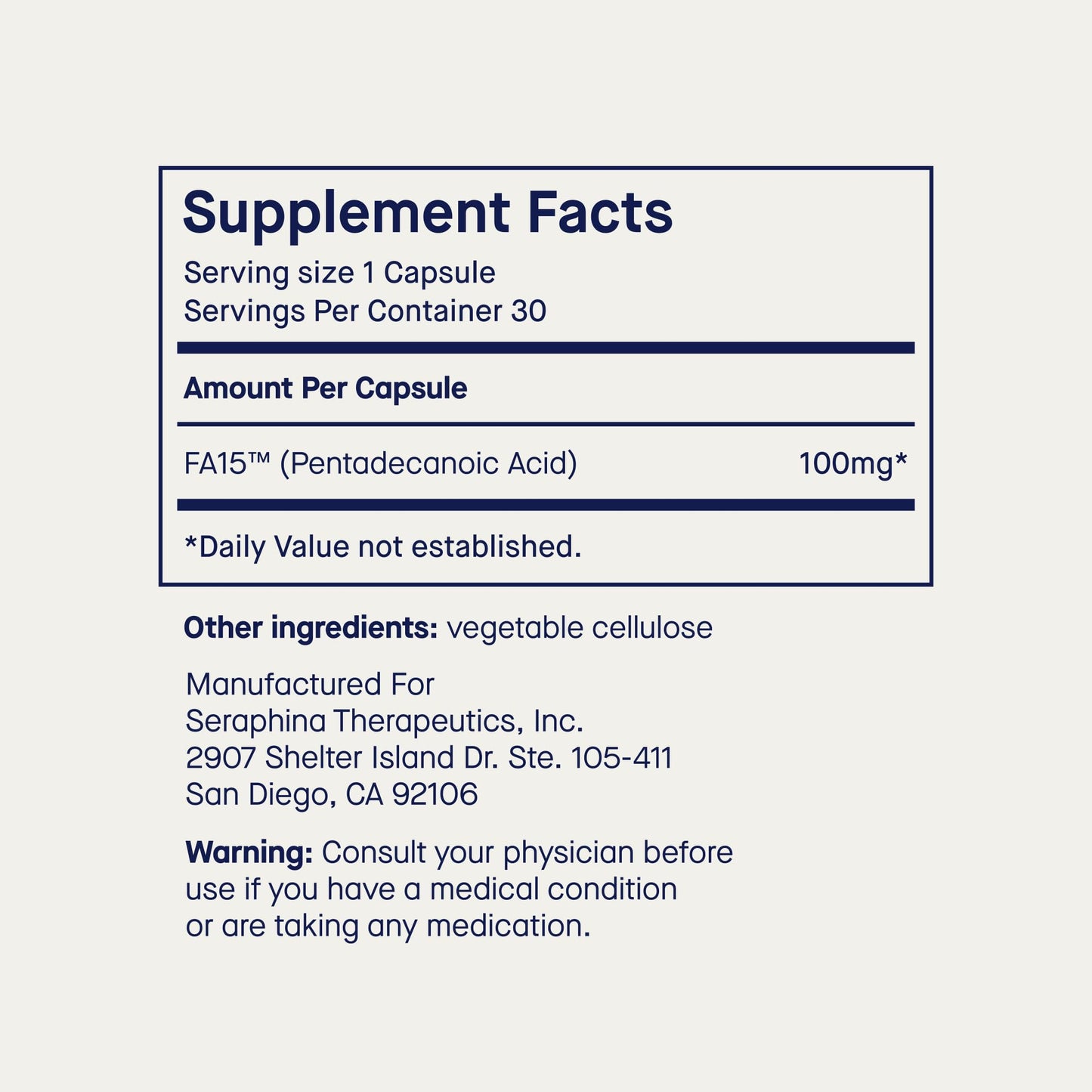 Fatty15 C15:0 Pentadecanoic Acid Supplement - 90 Vegan Capsules
