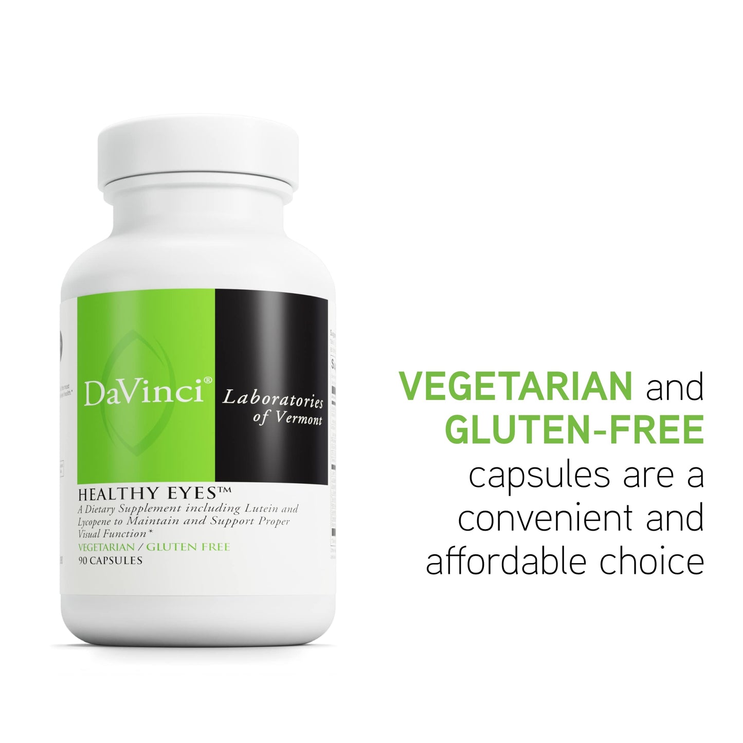 DAVINCI Labs Healthy Eyes - Dietary Supplement to Maintain Healthy Visual Function and Support Eye Health* - with Vitamins, Minerals, Lutein, Lycopene, Zeaxanthin and More - 90 Vegetable Capsules