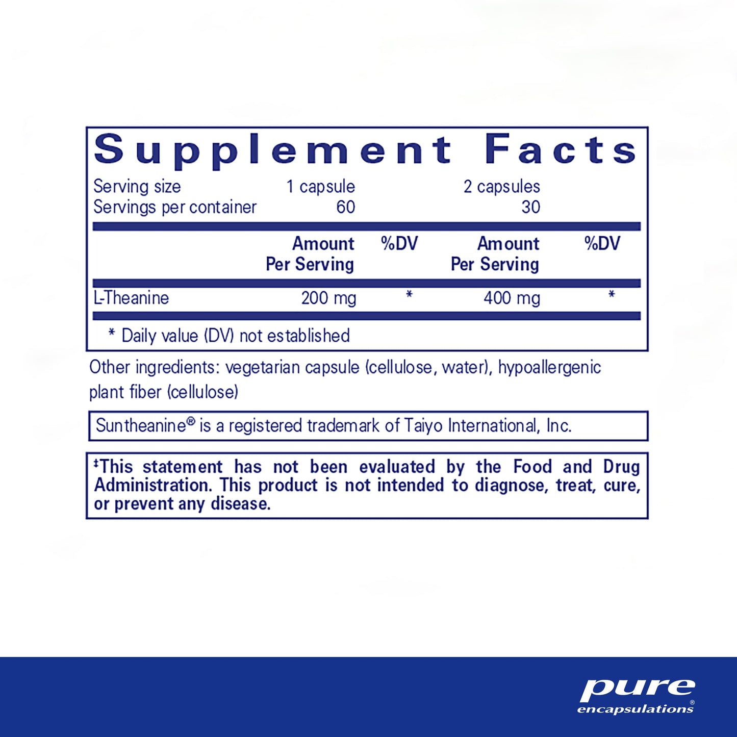 Pure Encapsulations L-Theanine - Amino Acid Supplement to Support Relaxation, Stress & Nervous System - 60 Capsules
