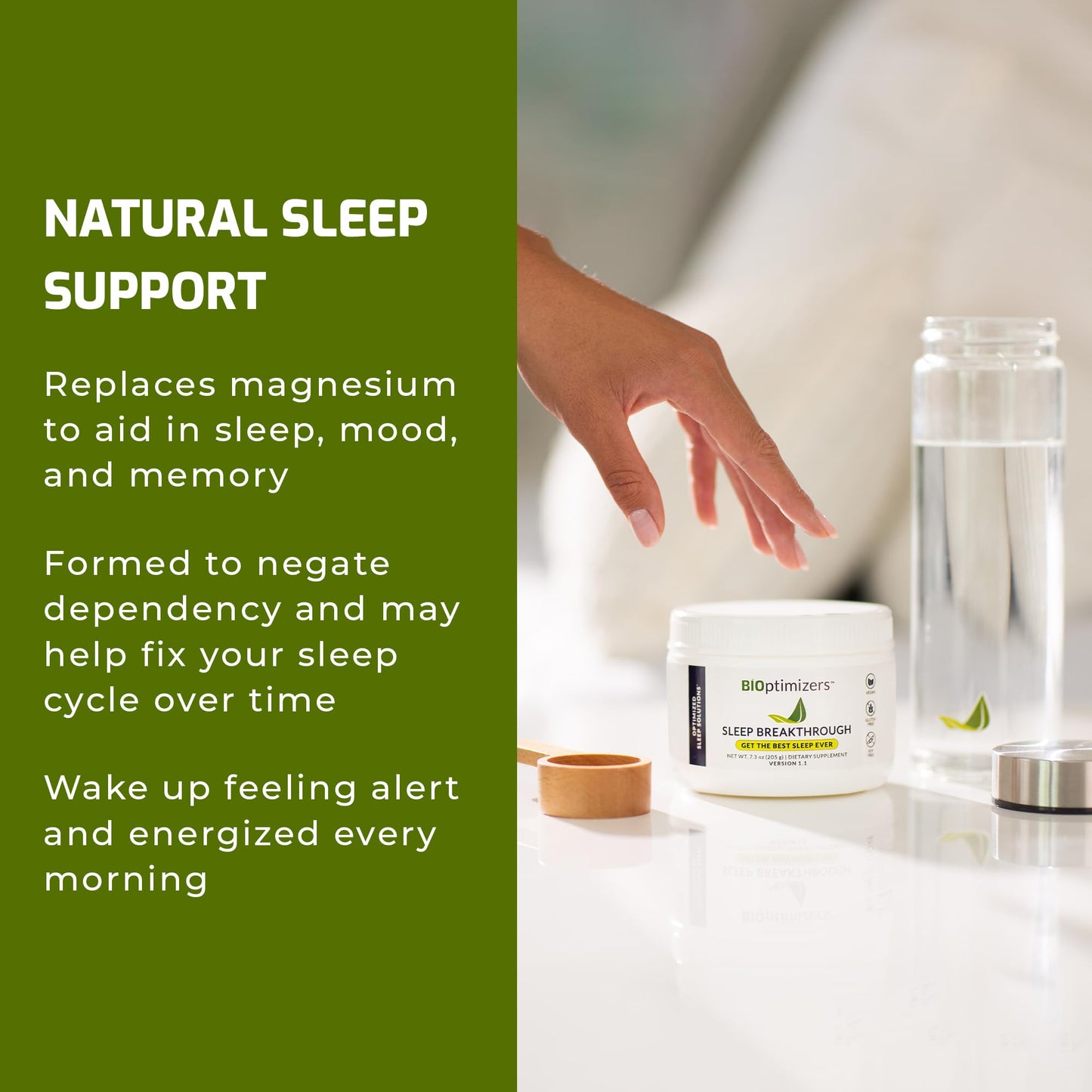 BIOptimizers Sleep Breakthrough 2.0 – Natural Support Supplement | Calming Relief Aid Adults | Non Habit Forming | 202.5 g Powder Blue Berry Dreams