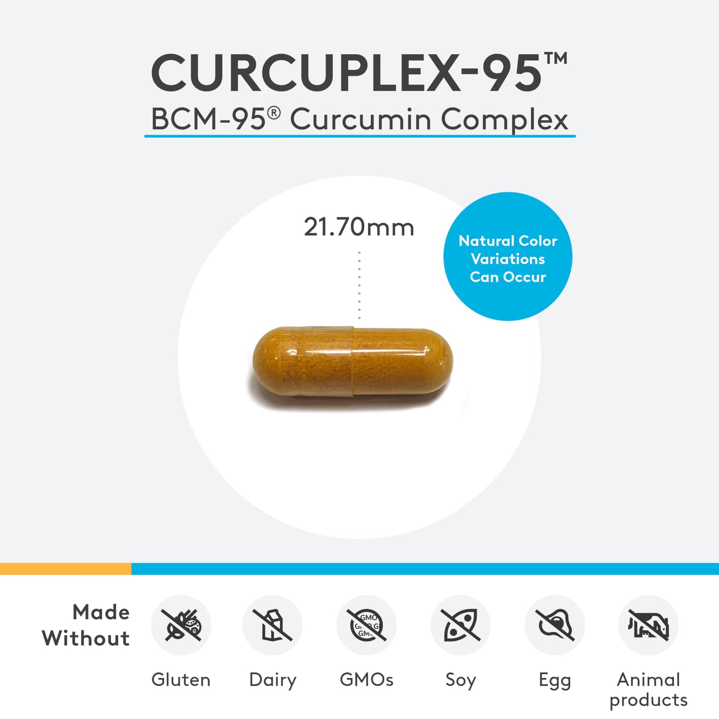 XYMOGEN CurcuPlex-95 - Turmeric Curcumin Supplements with Enhanced Bioavailability - Daily Brain Support Supplement (120 Vegan Turmeric Capsules)