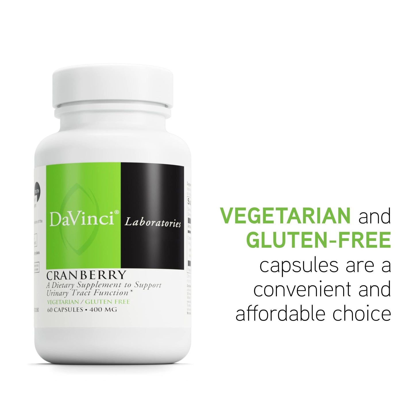 DAVINCI Labs Cranberry - Urinary Tract Health Support* - Cranberry Extract with Quinic, Citric & Malic Acid - Vegetarian, Gluten-Free - 60 Capsules