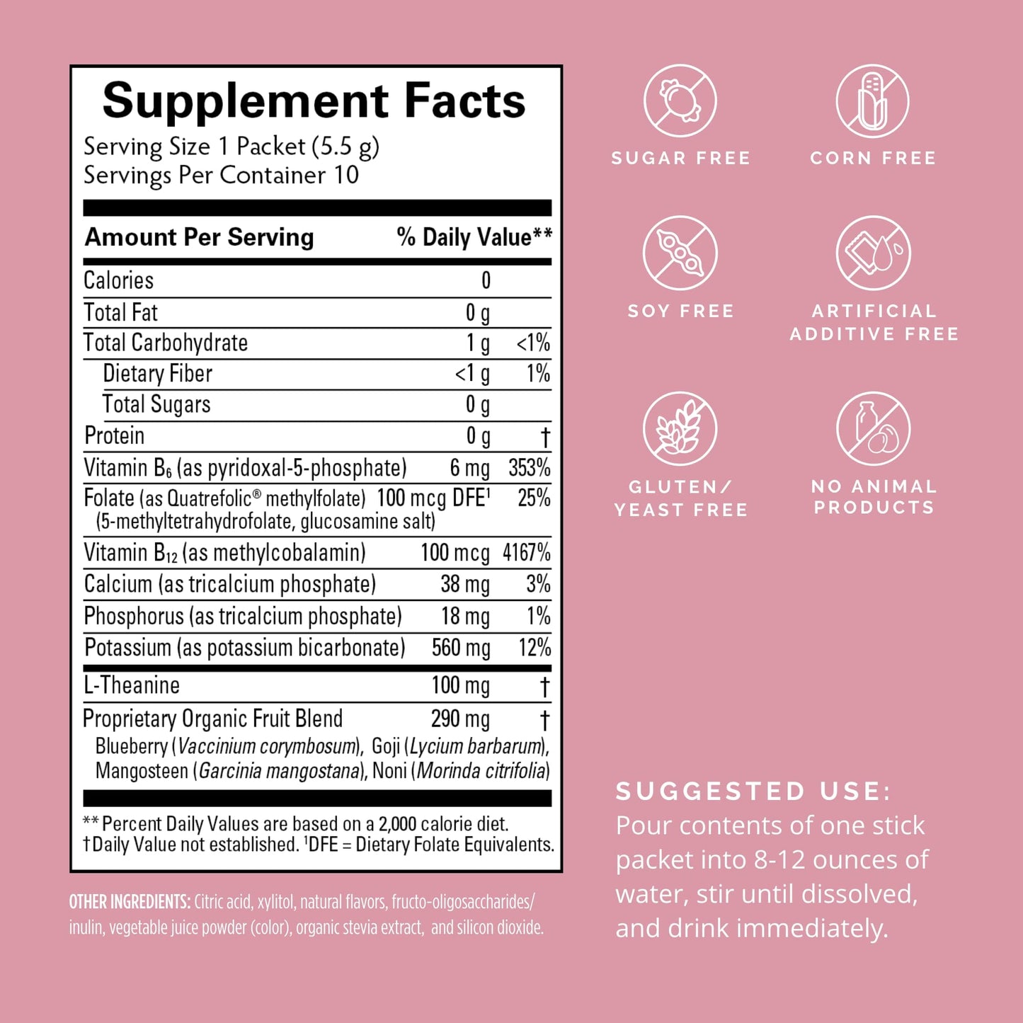 BRAINMD Dr Amen Brain Boost On The Go - 10 Packets, Berry Flavor - Nootropic Drink Powder, Promotes Focus, Clarity & Mental Energy - Caffeine Free, Gluten Free - 10 Servings