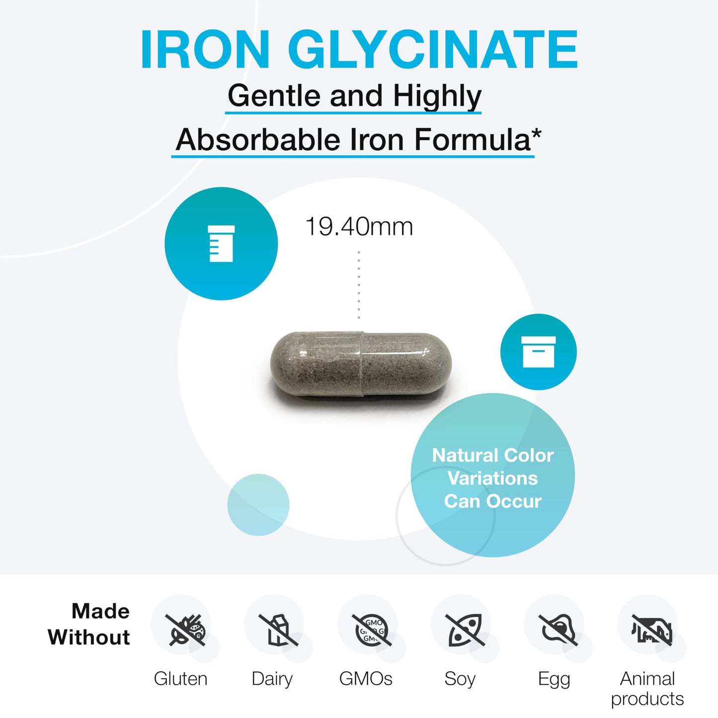 XYMOGEN Iron Glycinate Supplement – Patented Iron BisGlycinate Vitamin - Designed for High Absorption – Supports Hemoglobin & Ferritin Levels – Gentle on Digestion (120 Capsules)