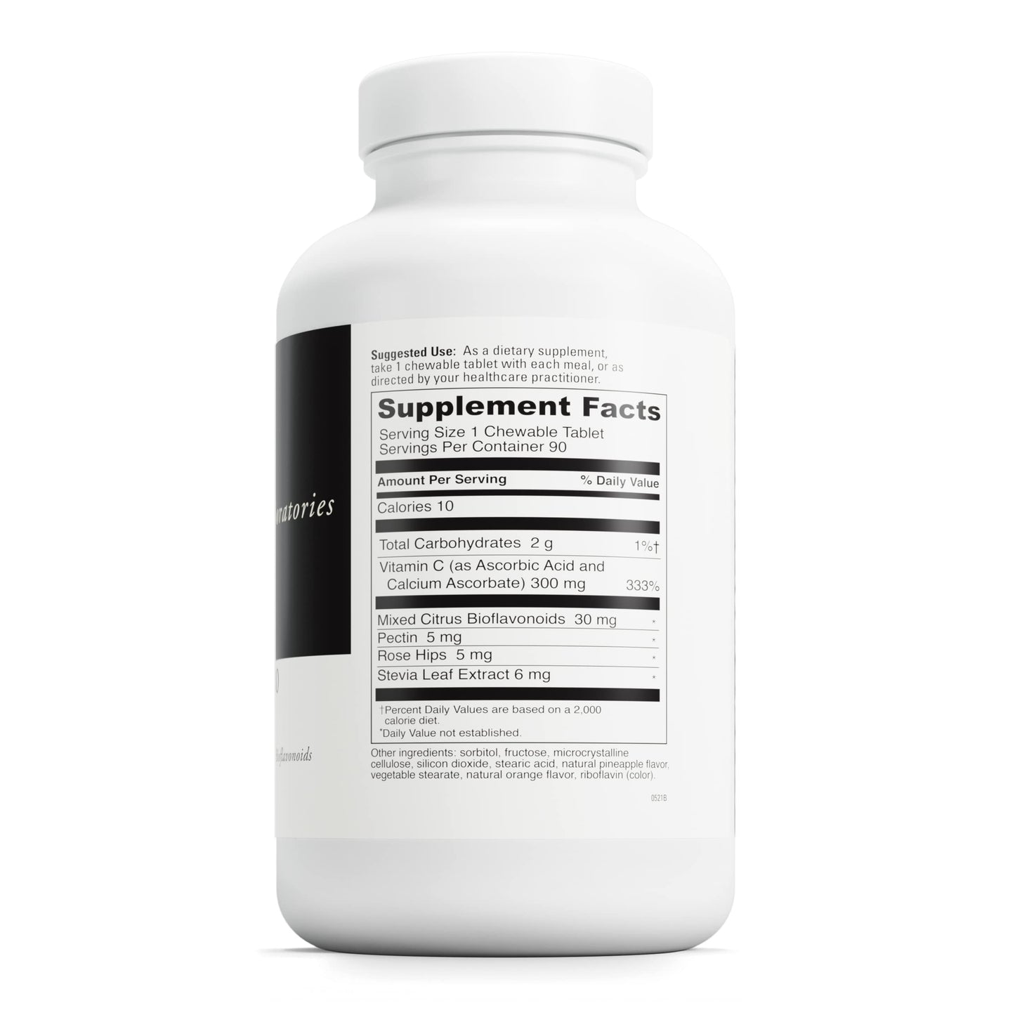 DaVinci Labs Chewable C-300 - Supplement to Support Immune Health, Cholesterol and Collagen Production - With Vitamin C, Pectin and More - Gluten-Free - Orange Pineapple Flavor - 90 Vegetarian Tablets