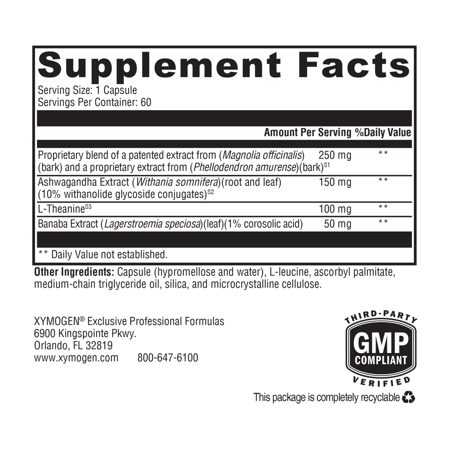 XYMOGEN Cortisolv Cortisol Supplement - Ashwagandha Supplement with L Theanine to Support Healthy Cortisol Levels, Energy, Relaxation and Mental Clarity (60 Capsules)