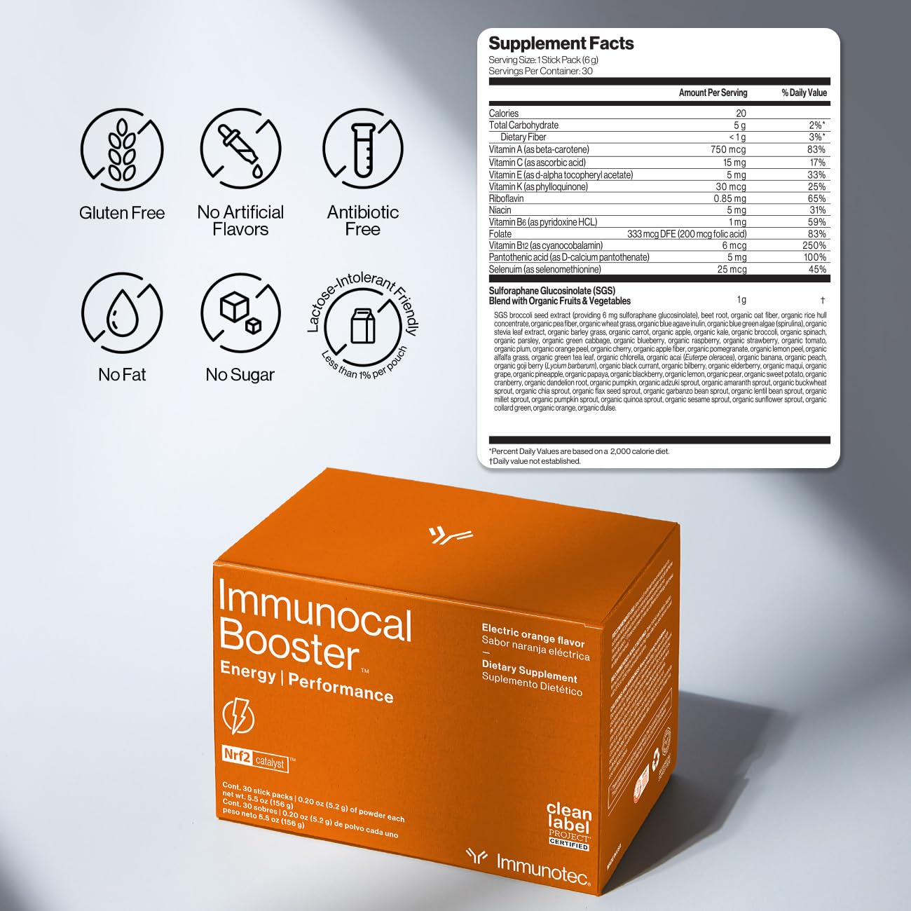 Immunocal Booster Energy Performance – Rapid Energy, 3 Natural Sources of Caffeine (Coffee, Green Tea, Guarana), Nrf2 Activator, Supports Focus + Alertness | Gluten Free, Sugar Free | 30 Servings