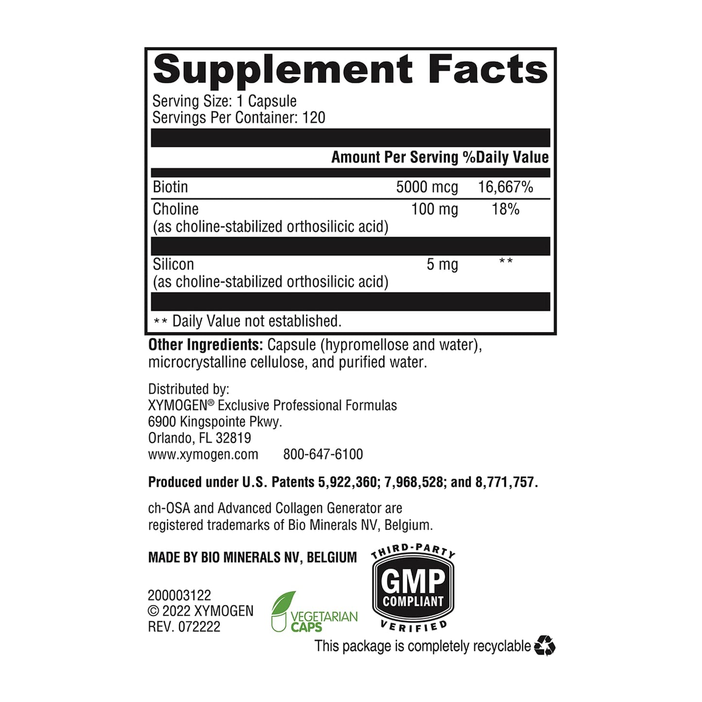 XYMOGEN RegeneMax Plus – Advanced Collagen Supplements with Biotin & Clinically Tested ch-OSA - Supports Skin, Hair, Nails & Bone Health - Collagen for Women & Men (120 Capsules)