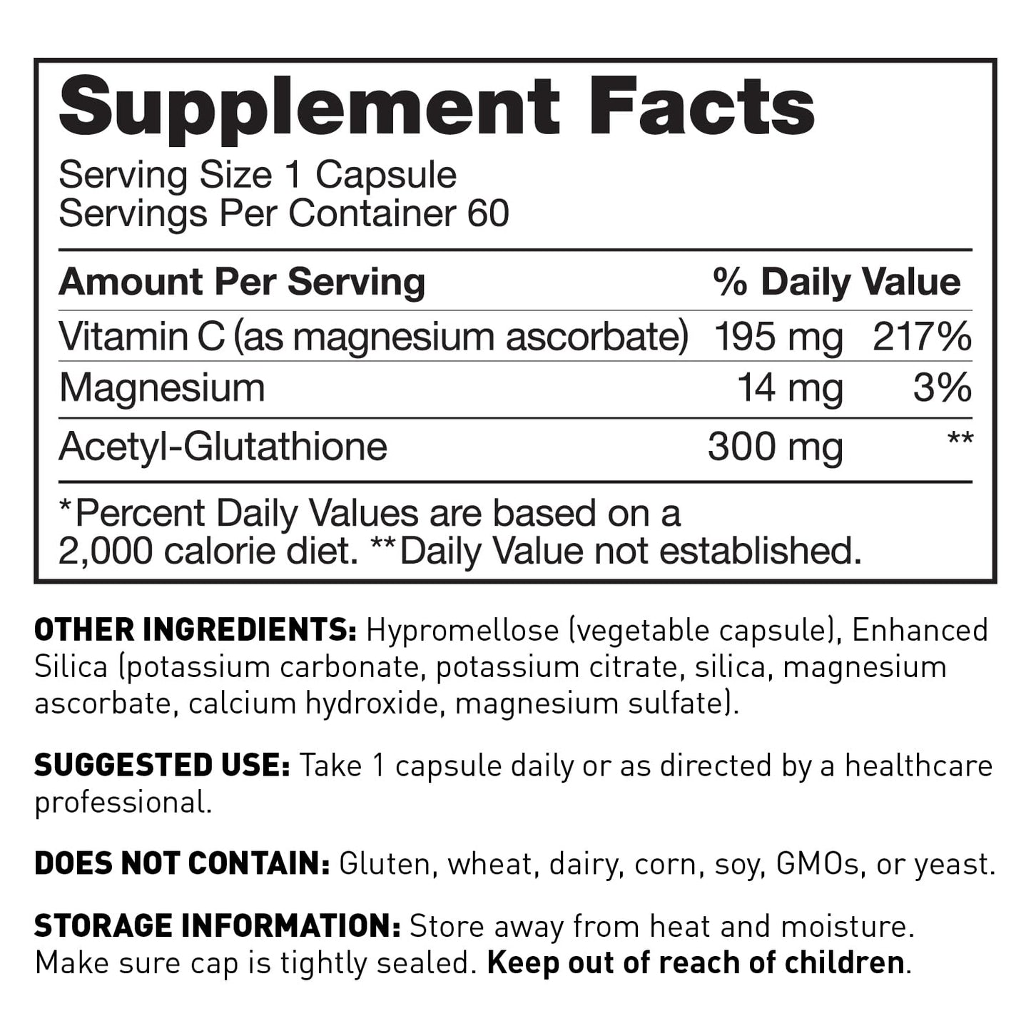 Amy Myers MD Acetyl-Glutathione - Supplement for Immune System Function Support - Antioxidant Formula Aids Against Joint Discomfort - Supplement with Vitamin C & Magnesium - 60 Capsules (60 Servings)