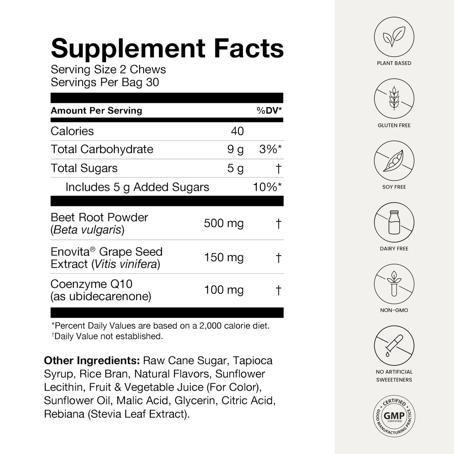 HumanN SuperBeets Heart Chews Advanced - 100mg of CoQ10 Plus Beetroot & Grape Seed Extract, 120 Count