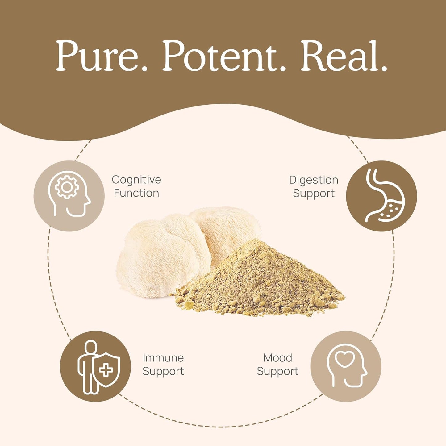 Real Mushrooms Lions Mane Powder - Organic Mushroom Extract for Cognitive Function Immune Support Brain Supplements Memory and Focus Vegan Supplement, 150 Servings