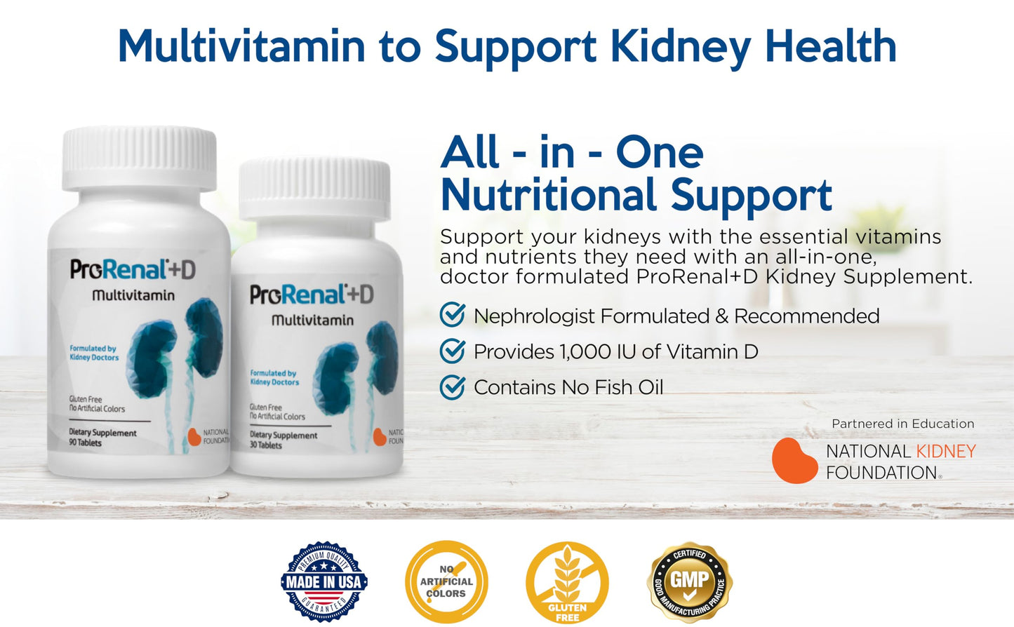 Nephroceuticals ProRenal+D Kidney Multivitamins 30-Day Supply