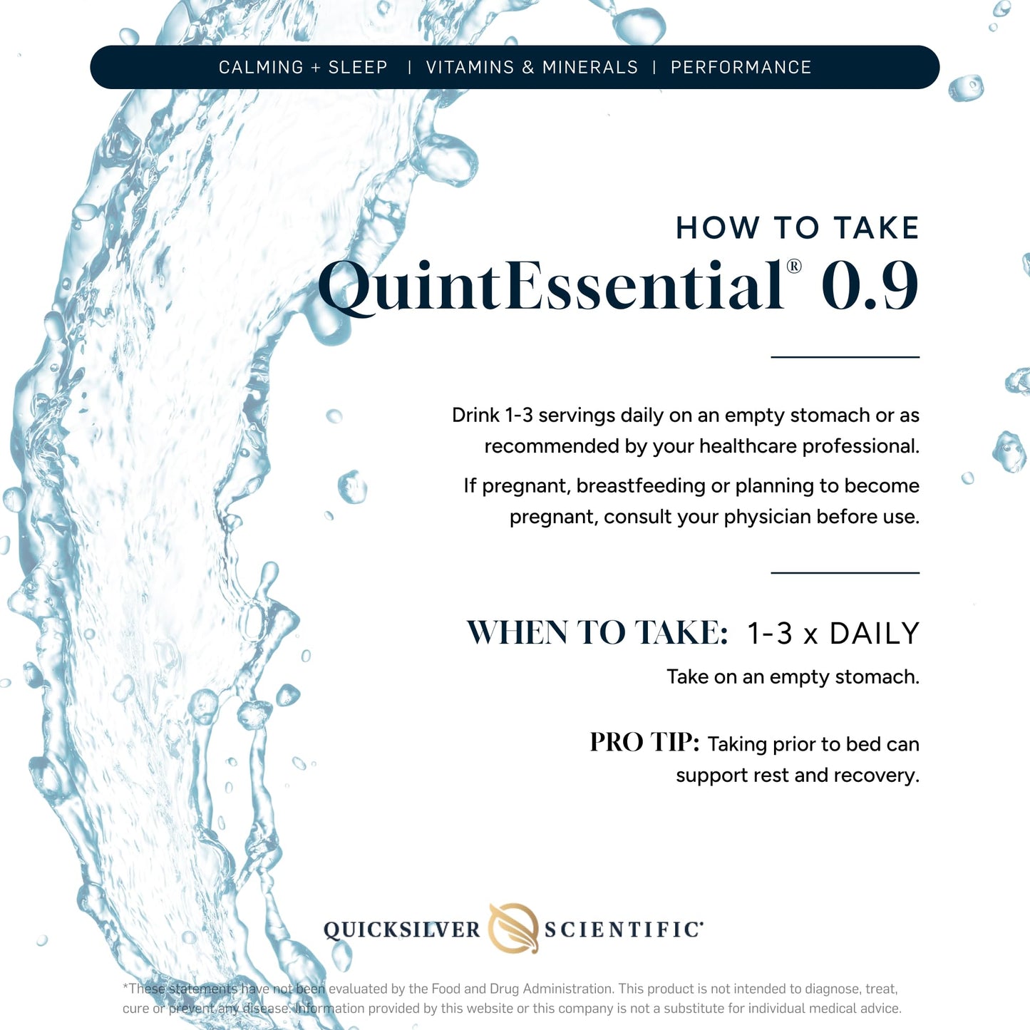 Quicksilver Scientific Quintessential 0.9 Sachets - Isotonic Solution with Sea Water Minerals + Alpine Spring Water - Liquid Hydration, Electrolyte + Multi Minerals Supplement (30 Count)
