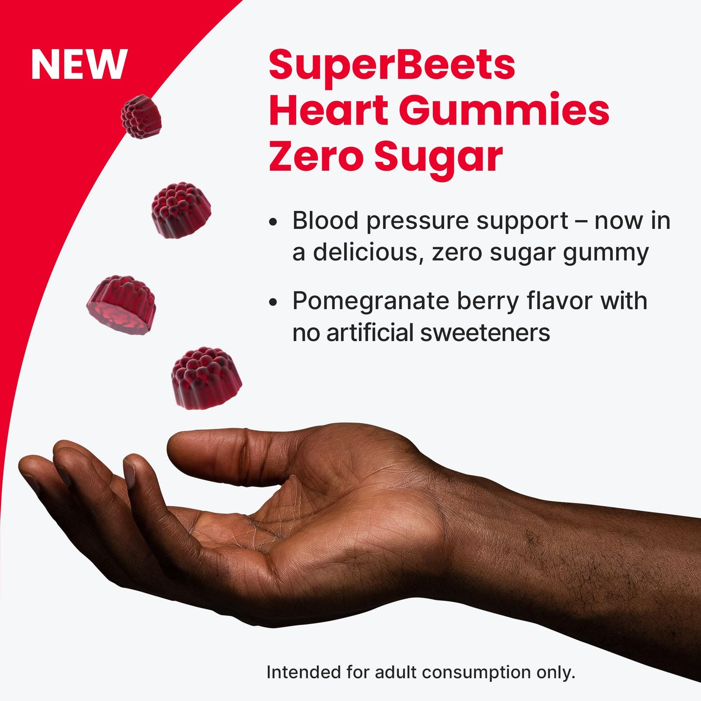 humanN SuperBeets Heart Gummies - Beet Gummy with Heart-Healthy Energy Support, Grape Seed Extract & Beetroot Powder, Sugar Free - Pomegranate Berry Flavor, 120 Count