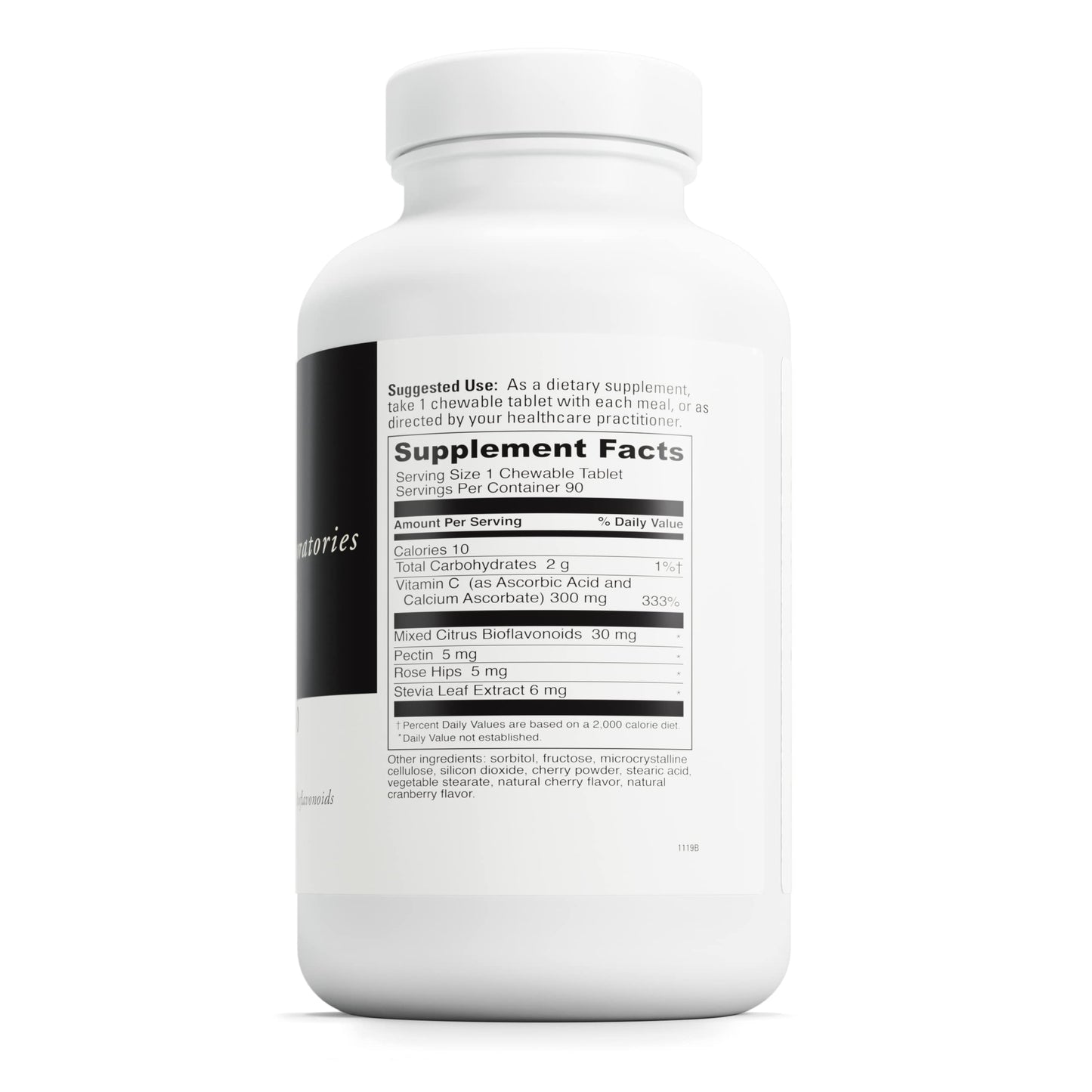 DaVinci Labs Chewable C-300 - Vitamin C Supplement to Support Immune Health, Cholesterol and Collagen Production - With Vitamin C, Pectin and More - Gluten-Free - Cherry Flavor - 90 Vegetarian Tablets