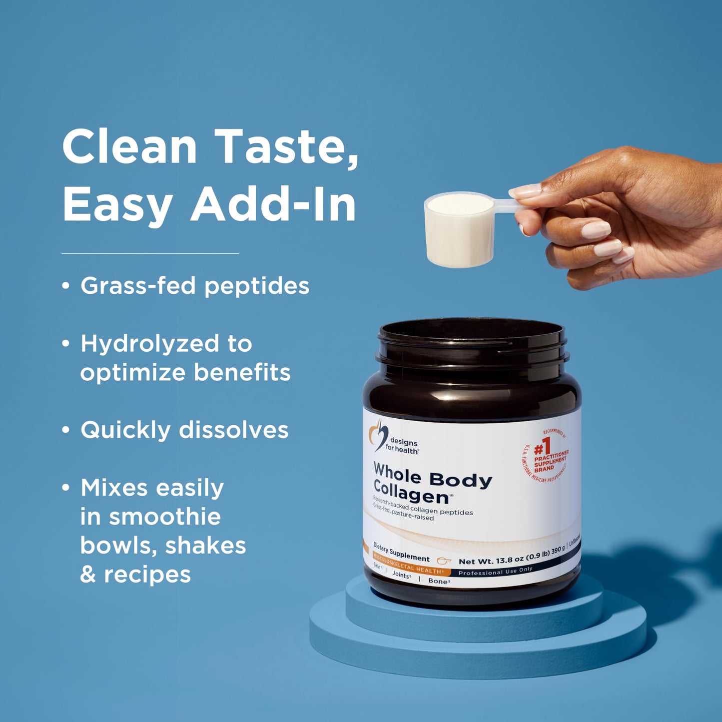Designs for Health Whole Body Collagen Powder - Hydrolyzed Collagen Peptides Powder for Skin, Joint + Bone Health - Fortigel, Fortibone & Verisol Collagen for Women & Men, Unflavored (30 Servings)