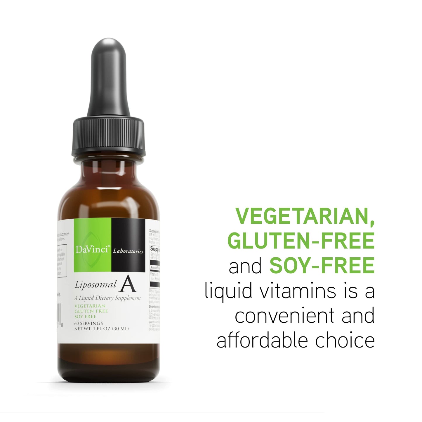 DAVINCI Labs Liposomal A - Liquid Vitamin A Supplement to Support Bone, Skin, Gut, Vision and Immune Health* - Gluten-Free - 30 ml