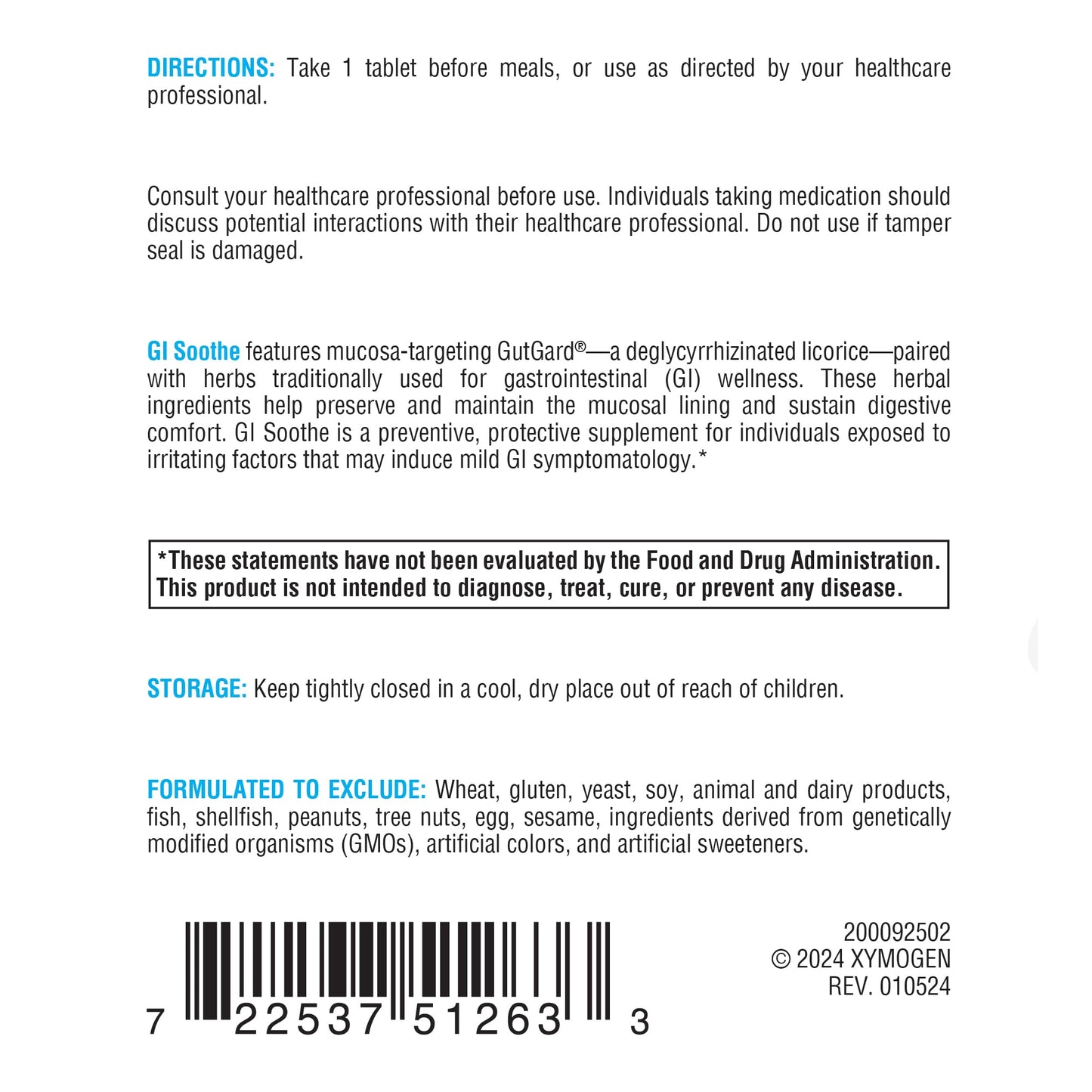 XYMOGEN Gut Health Supplements - GI Soothe Chocolate - Slippery Elm Bark, Licorice Root Extract & Marshmallow Root - Promote GI Lining Health, Mild Bloating Relief & Digestive Comfort (90 Tablets)