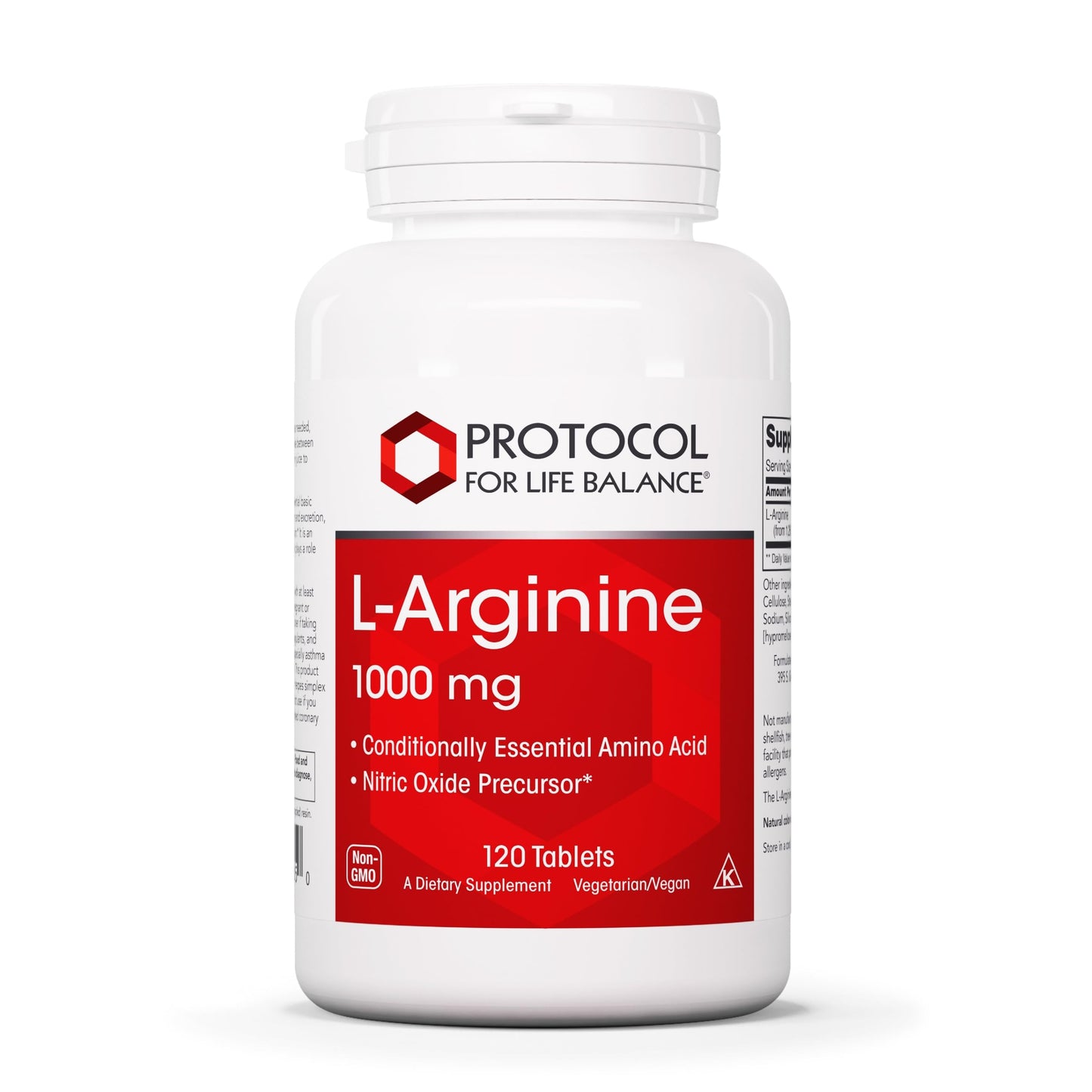 PROTOCOL FOR LIFE BALANCE L-Arginine 1,000mg - Amino Acid - Urea Detox - Protein Protection - 120 Veg Caps