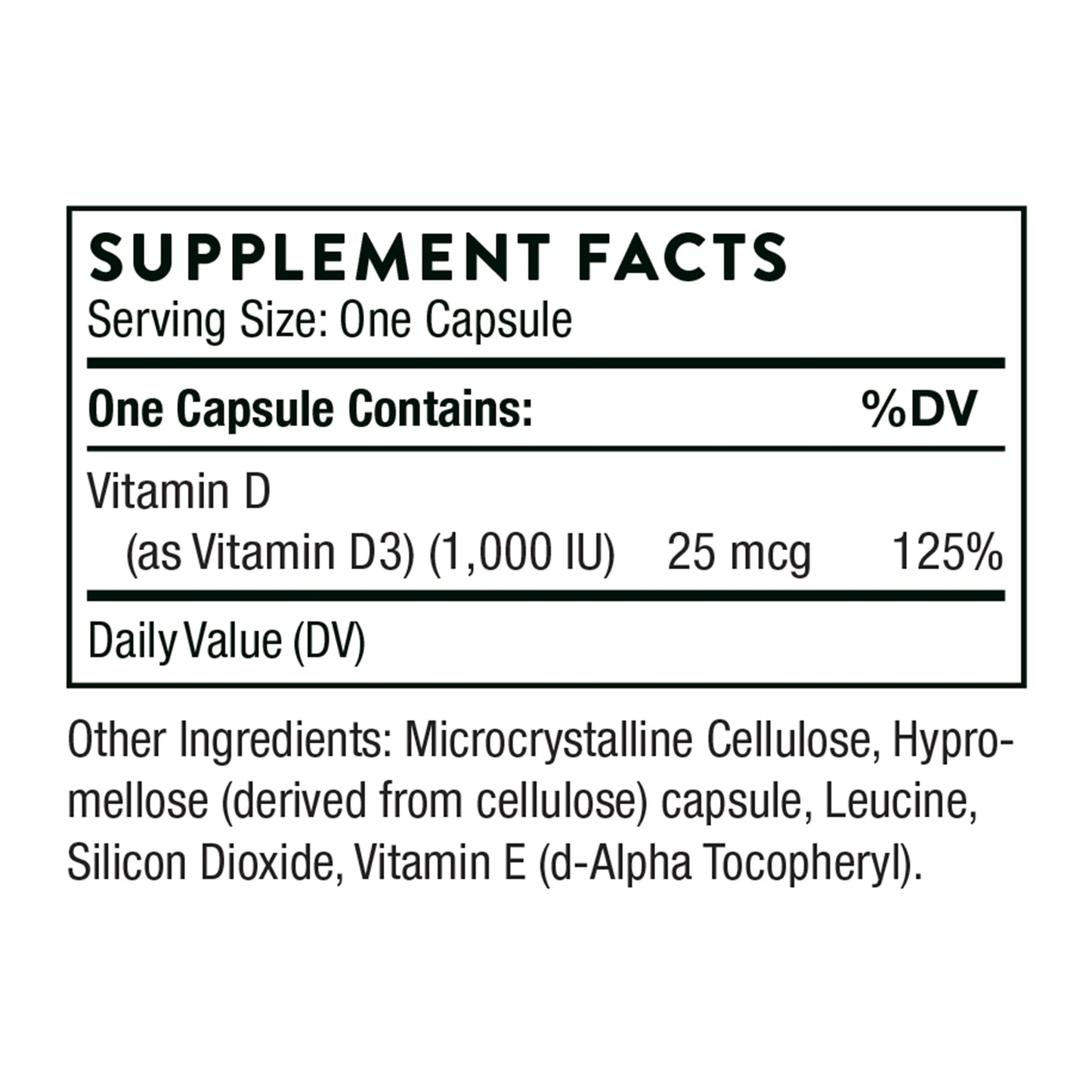 THORNE Vitamin D3 Supplement - Supports Healthy Bones, Teeth Muscles, Cardiovascular & Immune Function* - Gluten, Dairy & Soy-Free - 1,000 IU - 90 Capsules