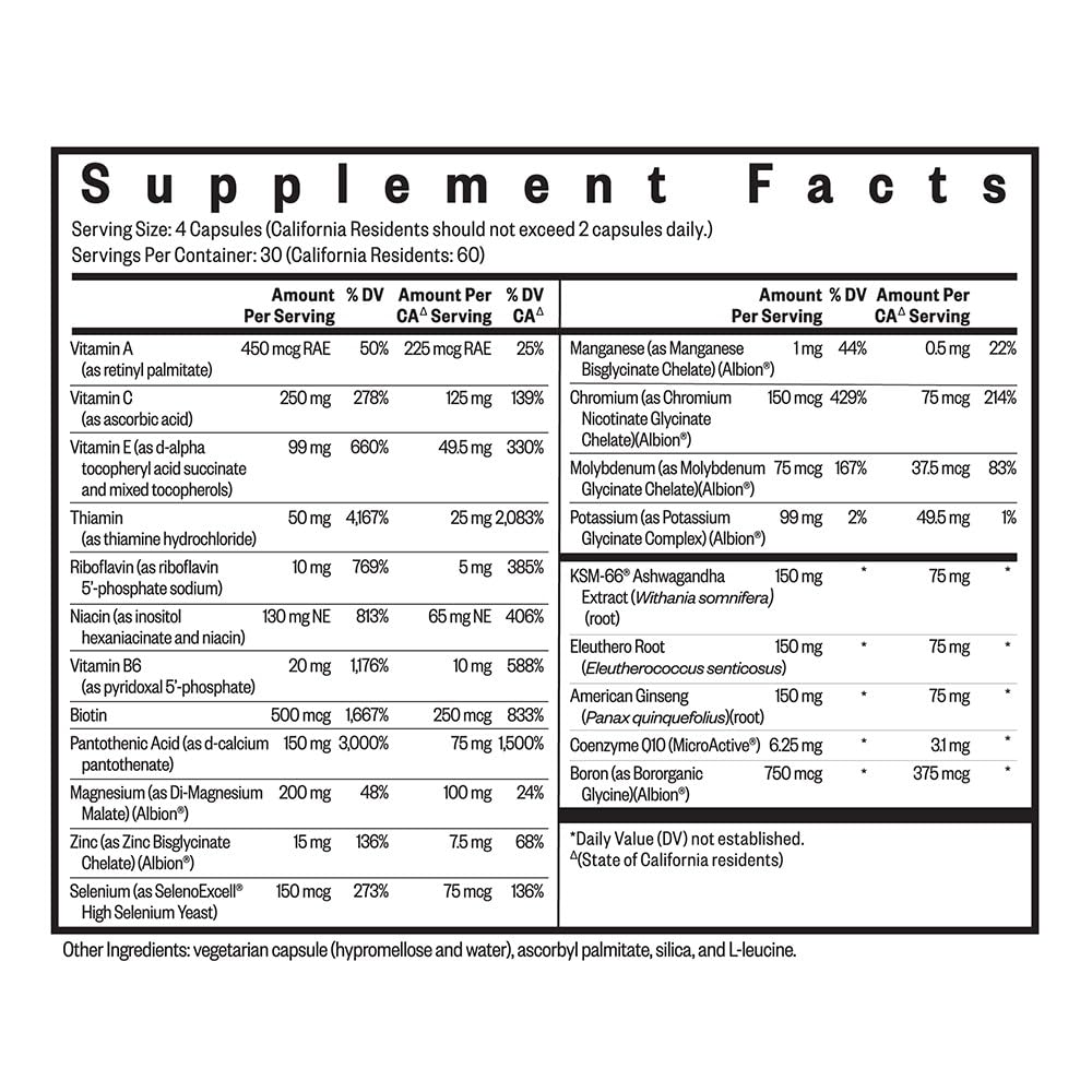 Seeking Health Multivitamin Sensitive, Daily Vitamin Without Folate, B12, Copper, Iron, Iodine, Vitamins D and K, and Calcium, Antioxidant Support, Vegetarian and Vegan (120 Capsules)*