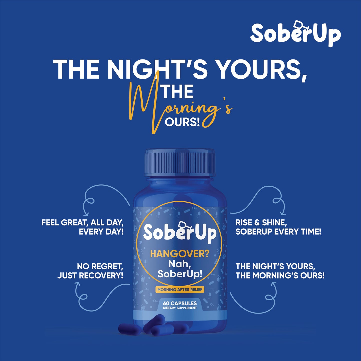 SoberUp Recovery Boost – Hydration, Electrolytes, Antioxidants – 60 Capsules