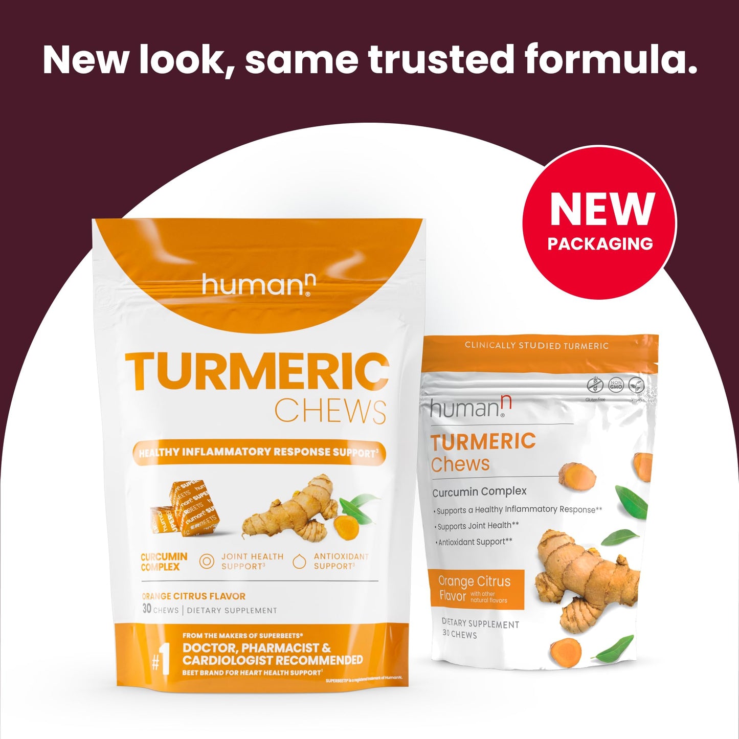 HumanN Turmeric Chews Supplement – Clinically Studied High Absorption Curcumin Complex - Orange Citrus Flavor – from SuperBeets Makers – Joint Health – 30 Count