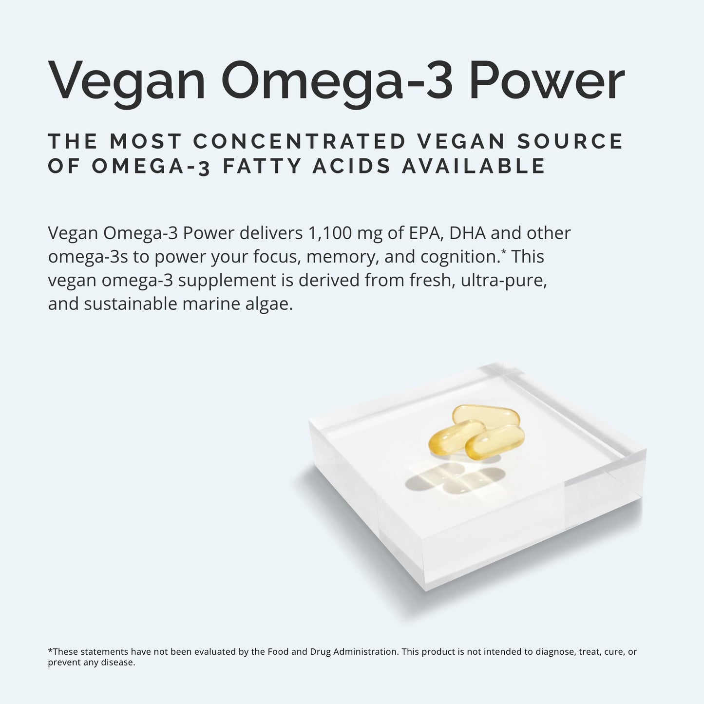 BRAINMD Dr Amen Vegan Omega-3 Power - 60 Plant-Based Softgels - 1,100 mg of EPA & DHA - Supports Focus, Memory & Heart Health - Vegan, Gluten Free & Non-GMO - 30 Servings
