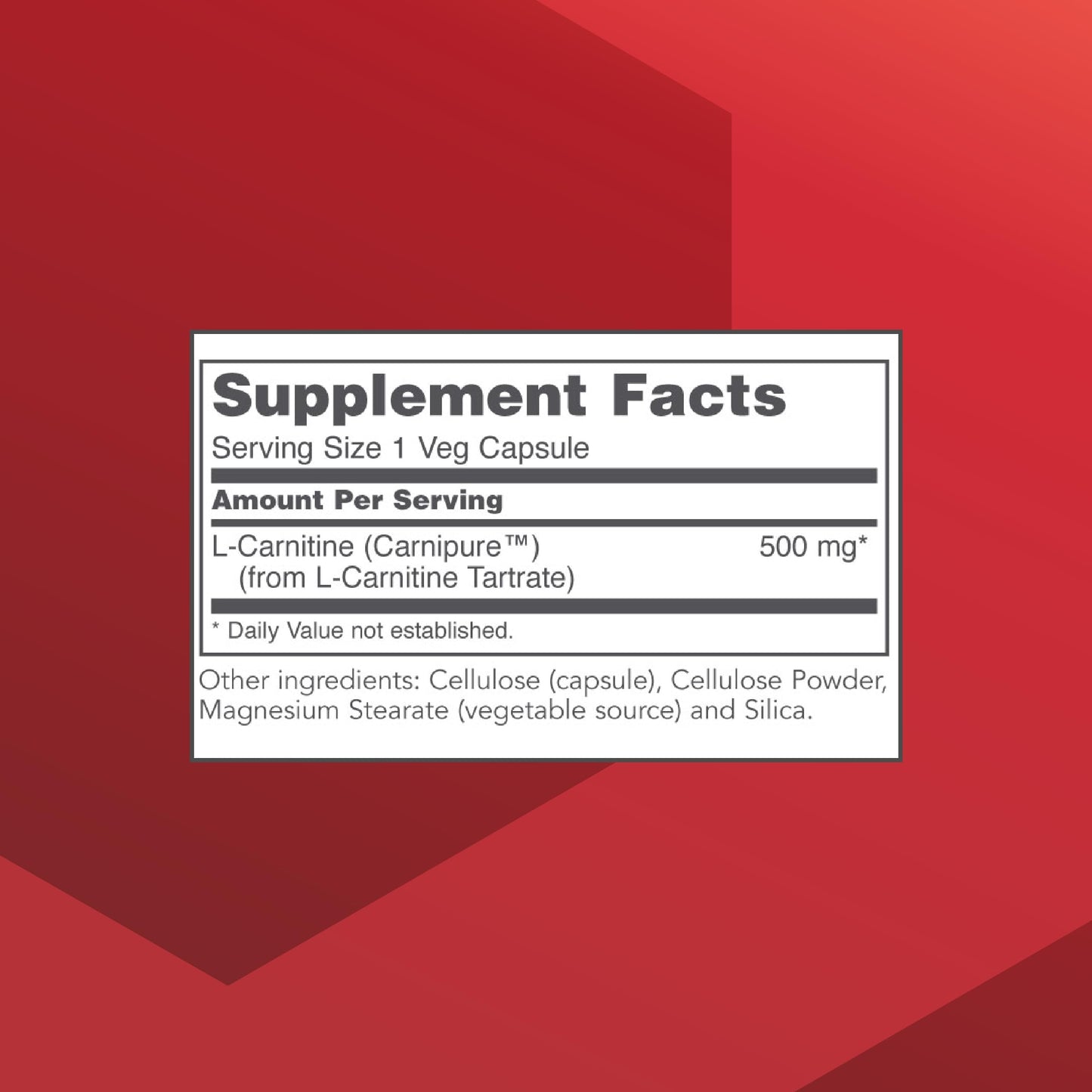 PROTOCOL FOR LIFE BALANCE L-Carnitine 500mg - Cell Energy Metabolism - Exercise Performance, Recovery - 60 Veg Caps