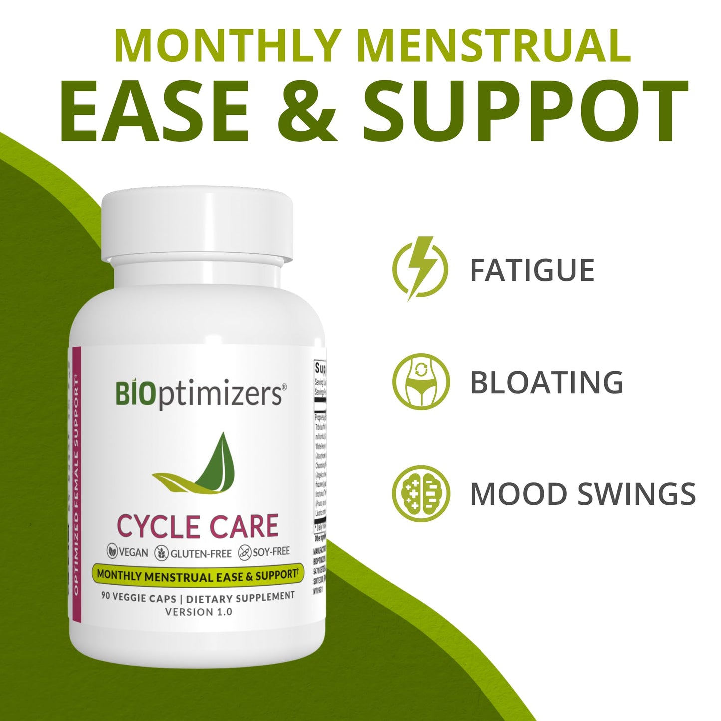 BIOptimizers - Cycle Support - Period Support Supplement for Women - Bloating and Cramping Menstrual Relief - 90 Capsules