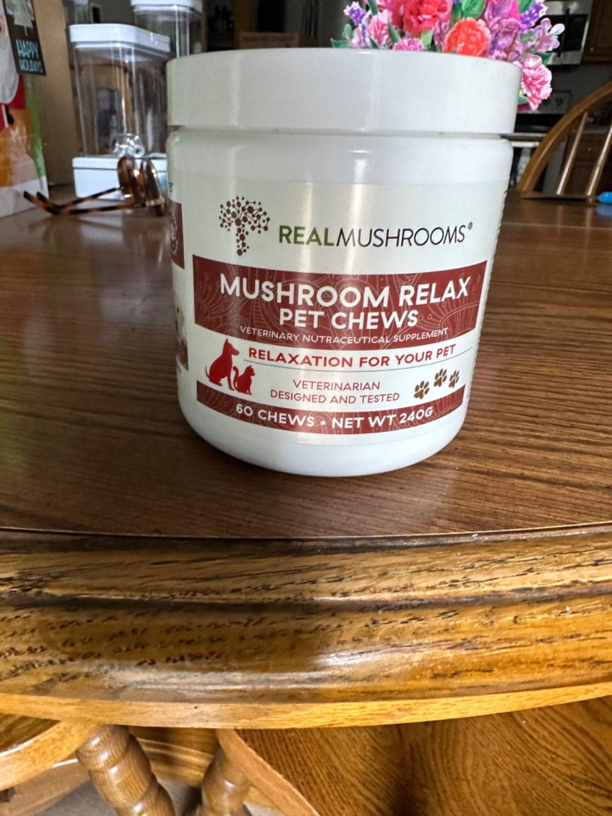 Real Mushrooms Calming Chews for Dogs - Cat Dog Treats w Reishi Lions Mane, Dogs, Relaxation, Bites Pet, 60ct