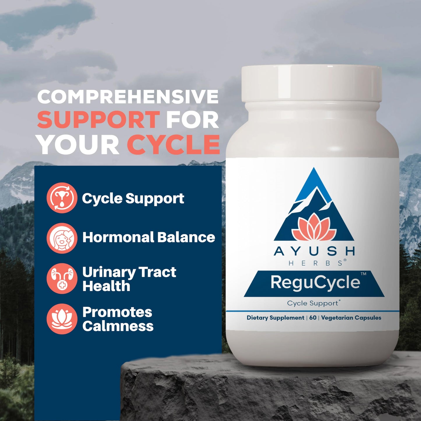 Ayush Herbs Regu-Cycle - Hormone Balance for Women, Hormonal Support, Period Support & Relief, Reproductive Health, Regulate Menstrual Cycle, Ovarian Support Supplement - 60 Vegetarian Capsules