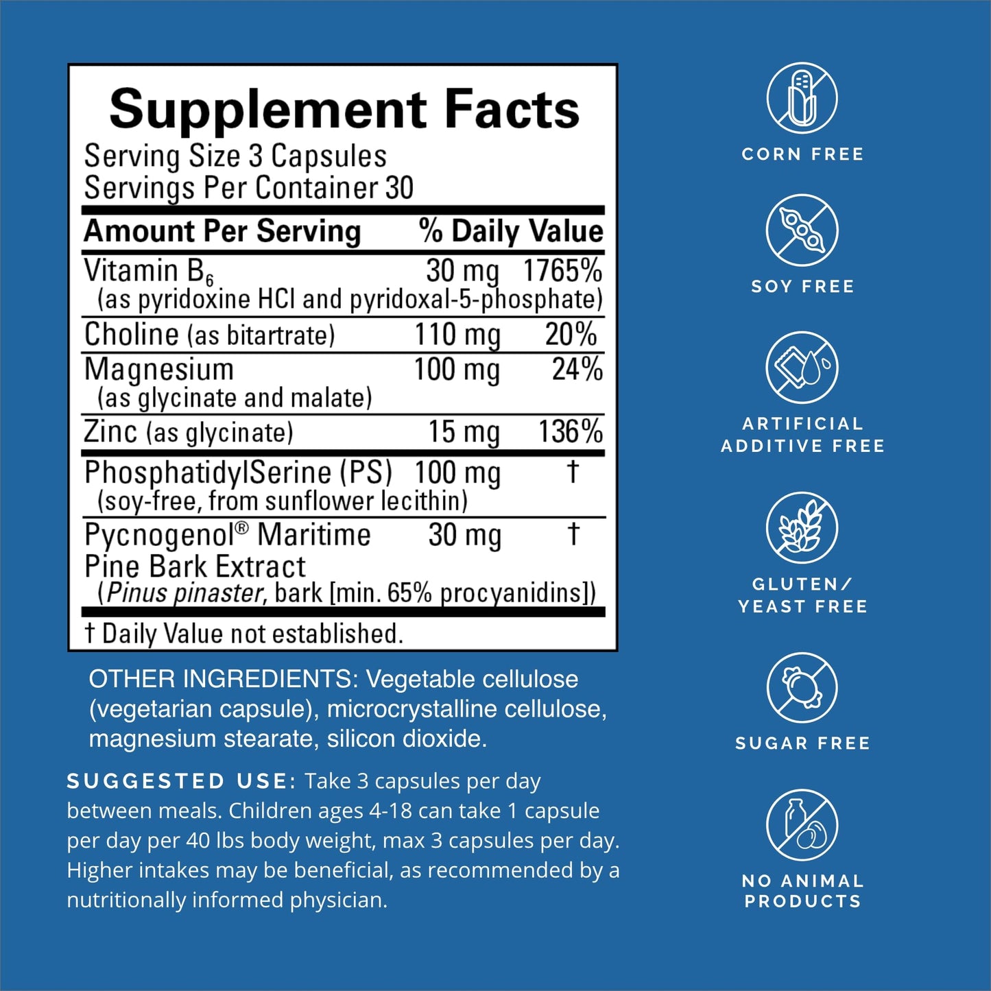 BRAINMD Dr Amen Attention Support - 90 Capsules - Promotes Mental Focus & Impulse Control - Gluten Free - 30 Servings