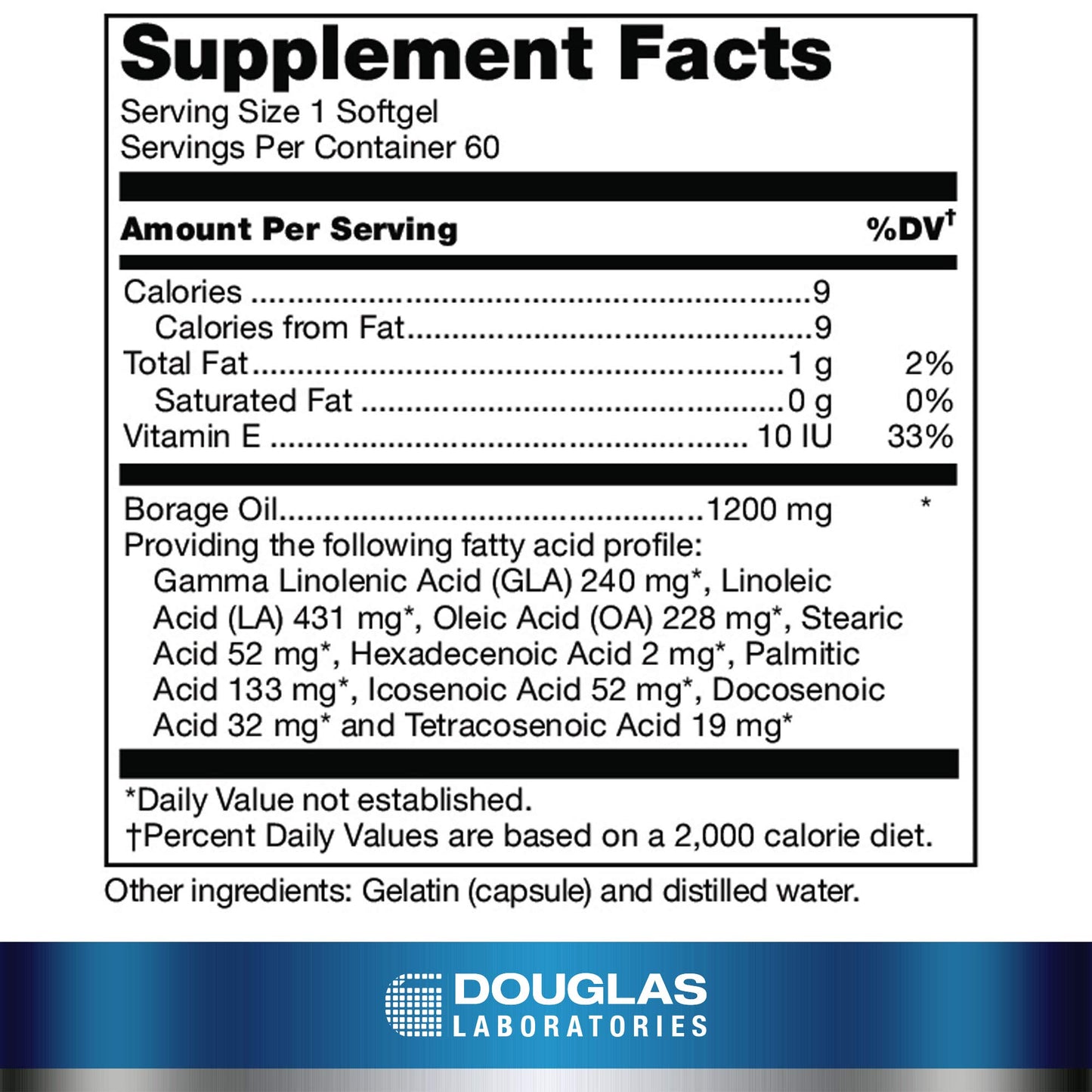 Douglas Laboratories Ultra G.L.A. (Borage Oil) | 240 mg. Gamma Linolenic Acid | 60 Softgels