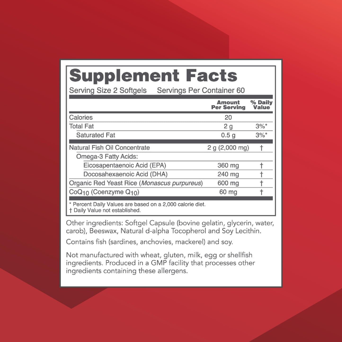 PROTOCOL FOR LIFE BALANCE Cardio Tri-Plex - Heart Health Formula - with Red Yeast Rice, CoQ10 & Omega-3 Fish Oil - DHA Dietary Supplements