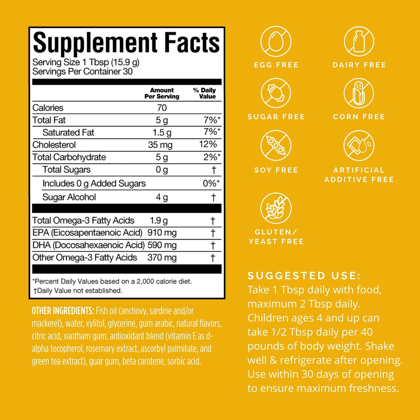 BRAINMD Dr Amen Omega-3 Power Squeeze, Citrus Blast - 16.8 oz - Supports Cardiovascular, Brain & Immune System Health - Gluten Free - 30 Servings