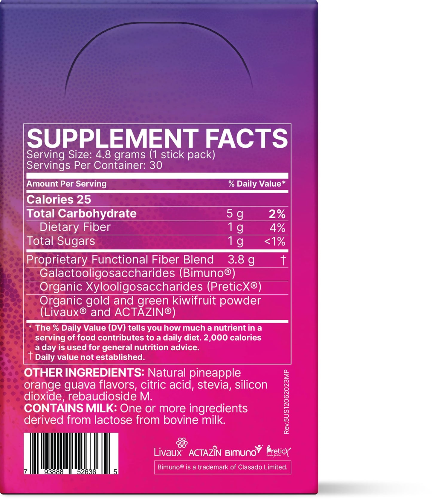 Microbiome Labs MegaPre Prebiotic Fiber Powder for Women, Men & Kids - Pre-Dosed Prebiotic Fiber Supplement Powder with Clinically Tested Oligosaccharides - Pineapple Orange Guava (30 Drink Packets)