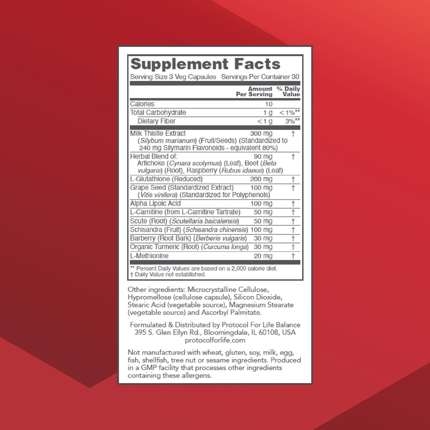 Protocol Liver Detox Support* - Liver Cleanse Detox* - Glutathione Supplement - Milk Thistle & Methionine - Dairy Free & Vegan - 90 Veg Capsules